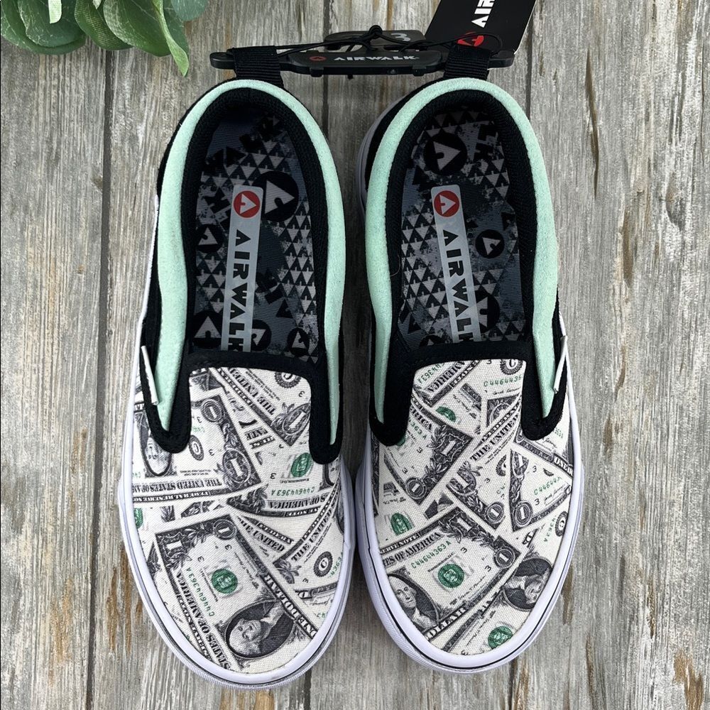 Little Boys Ride Slip-On Sneakers Shoes Money Print Size 3